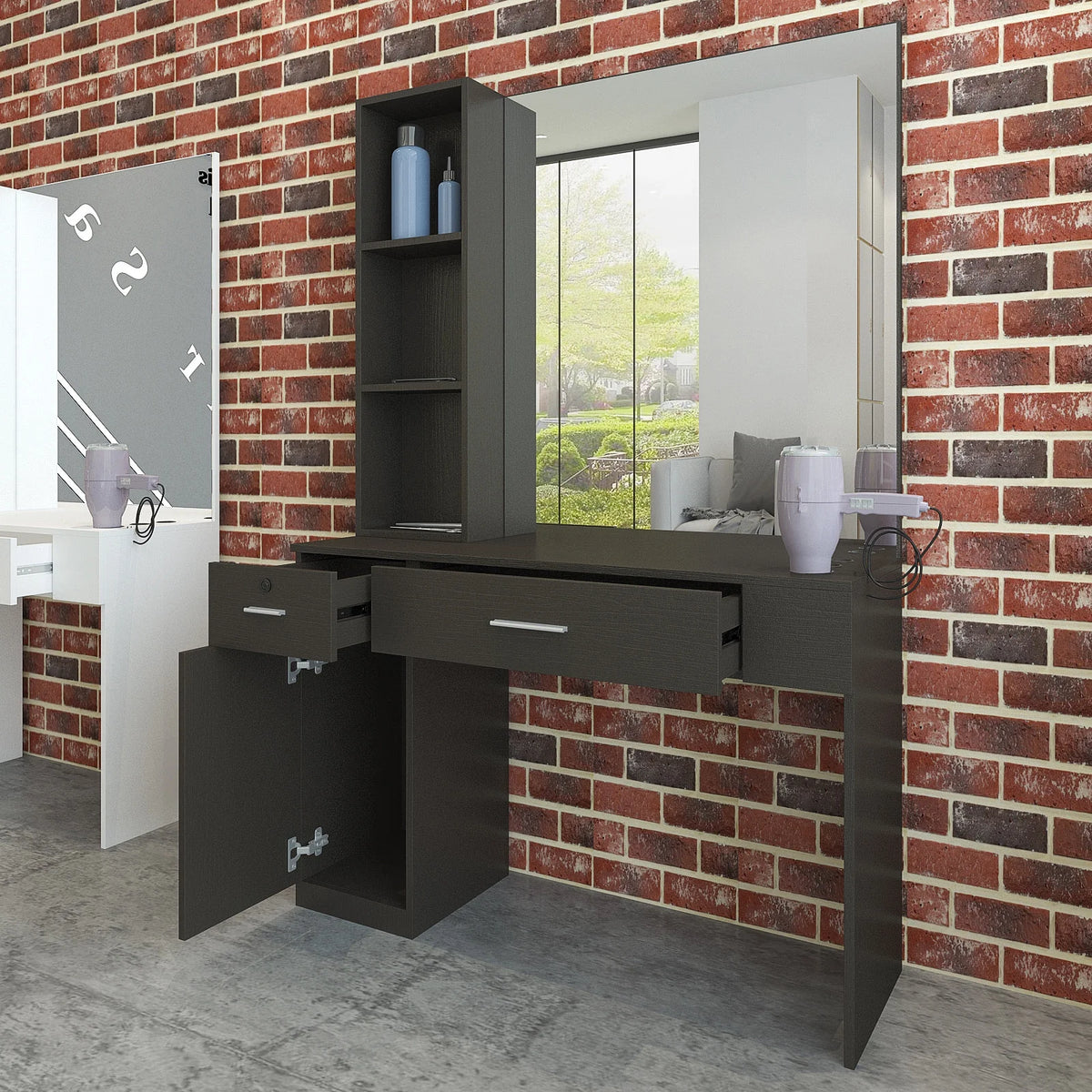 Wall Mount Salon Barber Station with Mirror G139149