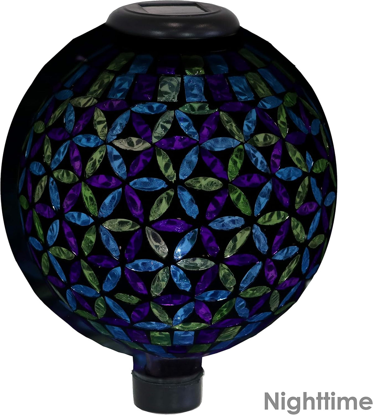 Blue 10-Inch Glass Mosaic Gazing Globe with Solar Light Z7860