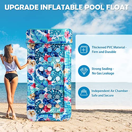 Inflatable Oversized Pool Float Lounger with Headrest E8963