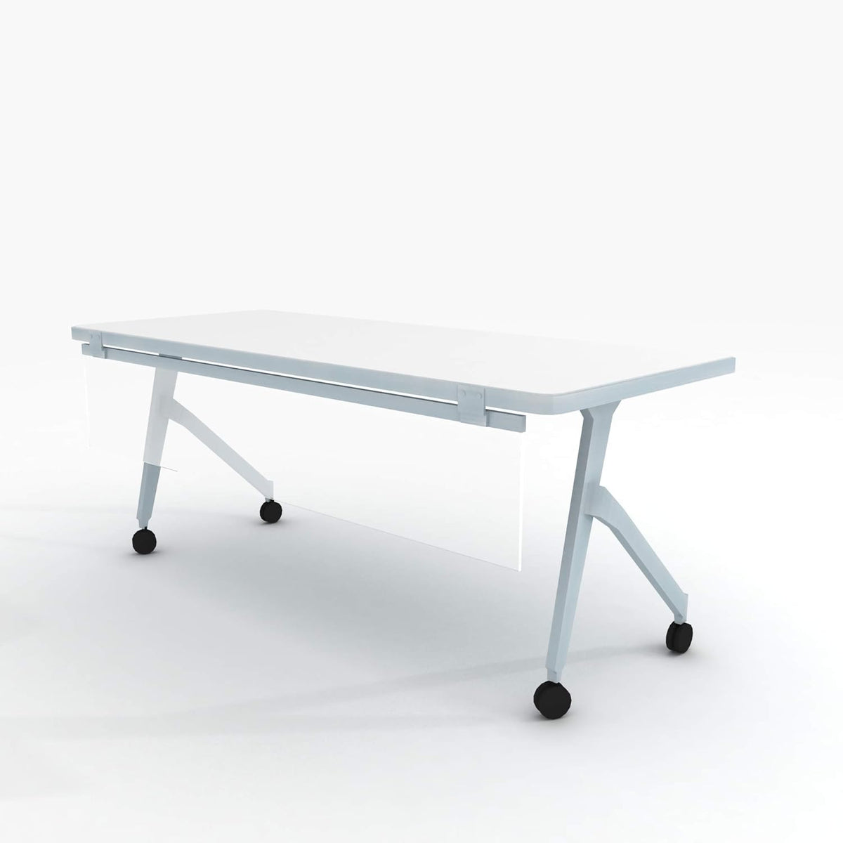 12" Frosted Acrylic Desk and Table Mounted Modesty Panel, Aluminum Frame, 12" x 72" U19219