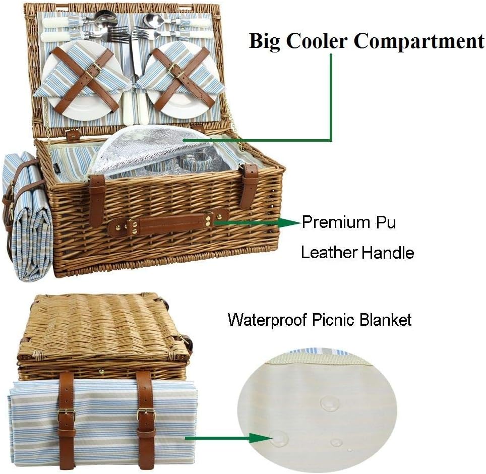 Wicker Picnic Basket Set for 4 Persons E6530