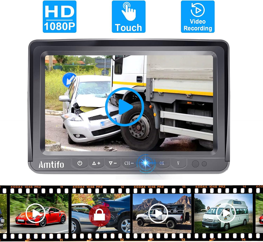 Wireless Backup Camera HD 1080P 2 Rear View Cameras 7 Inch DVR Monitor System J68187