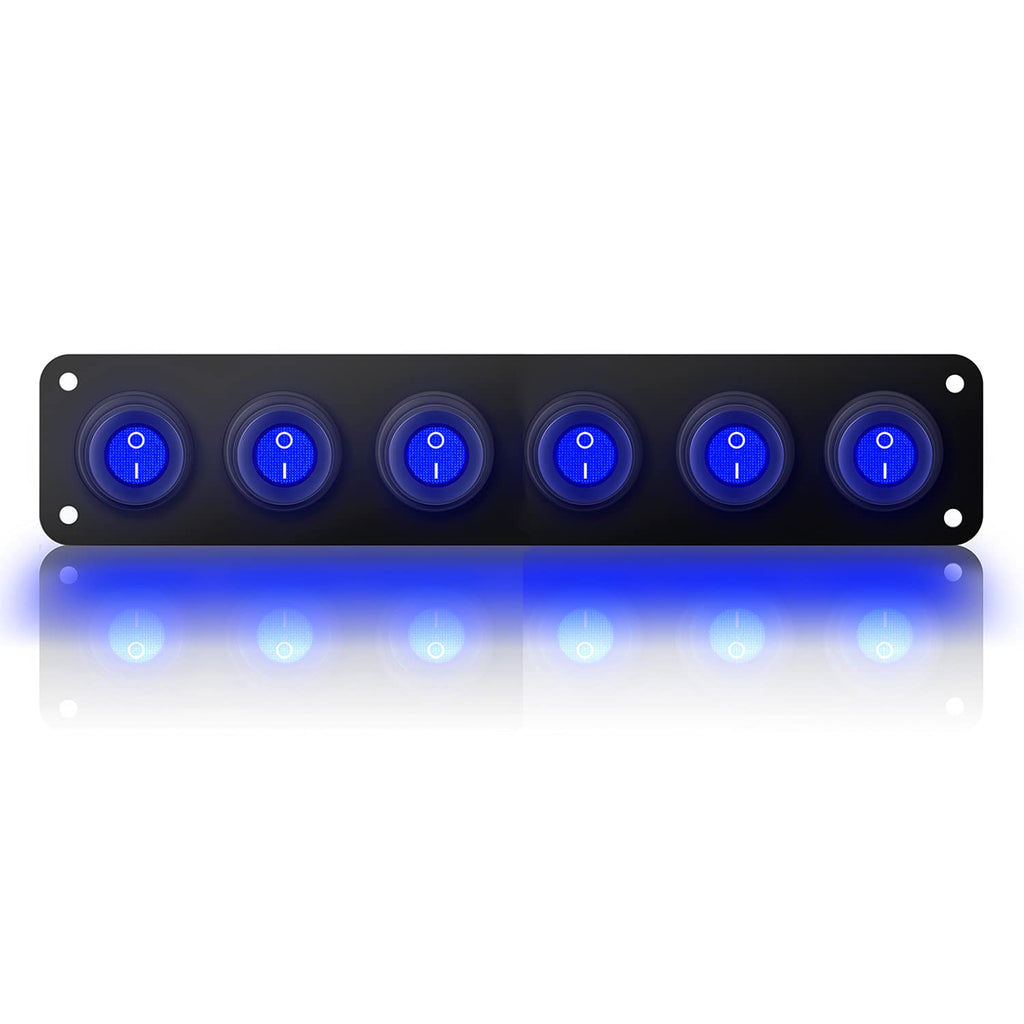 12V 20 Amp 6 Gang Toggle Rocker Switch Panel LED Waterproof S14028