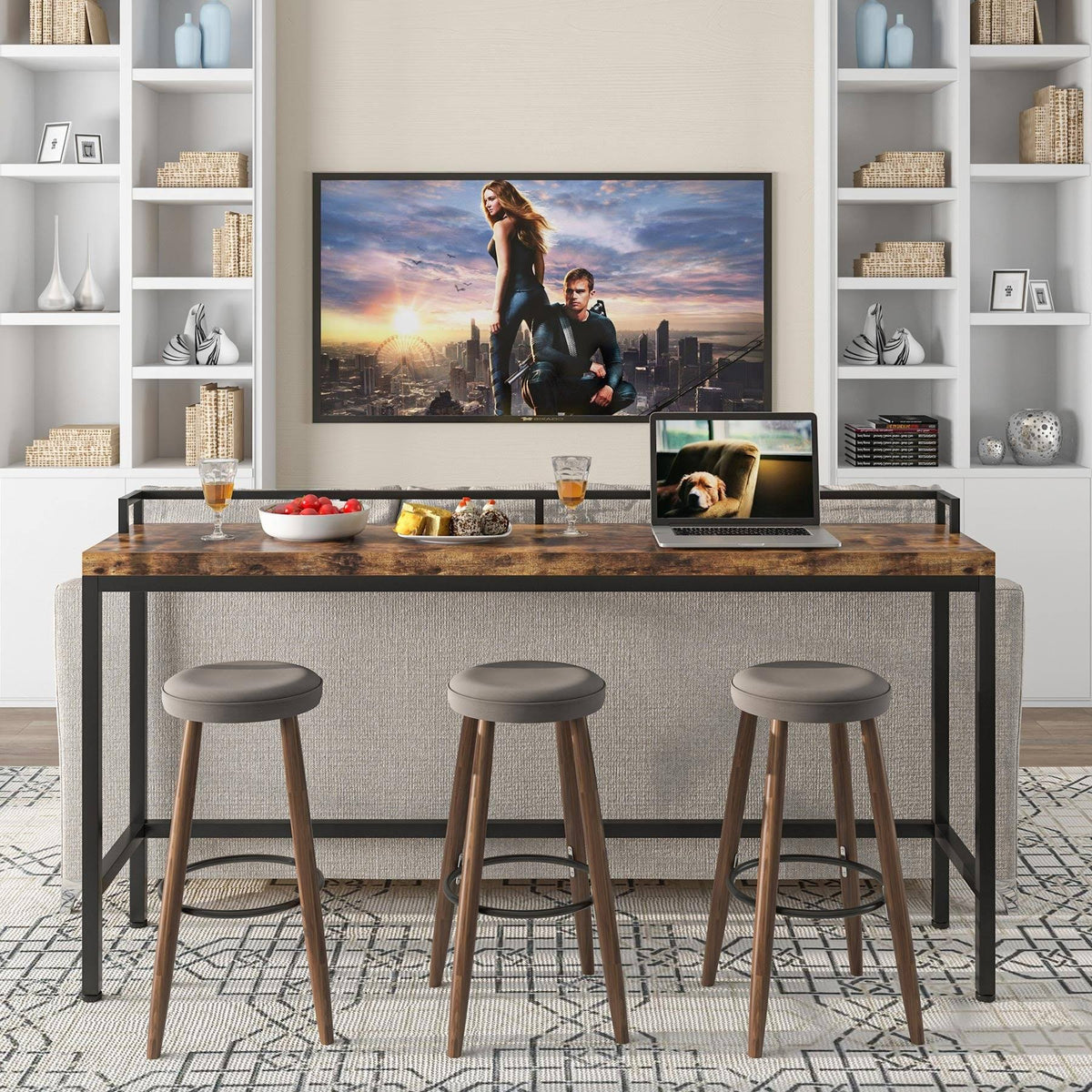 Brown Narrow Console Table V419