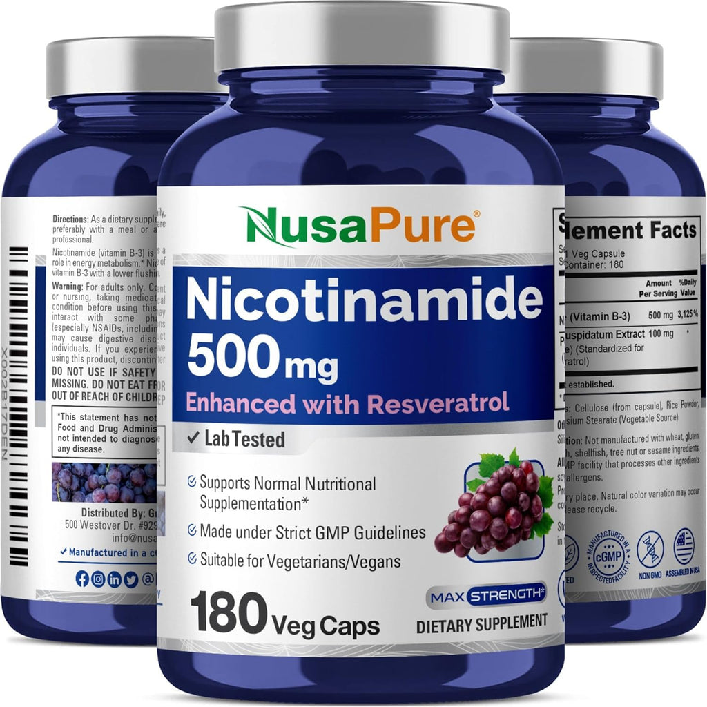 Nicotinamide with Resveratrol 500 mg 180 Vegetarian Caps C940