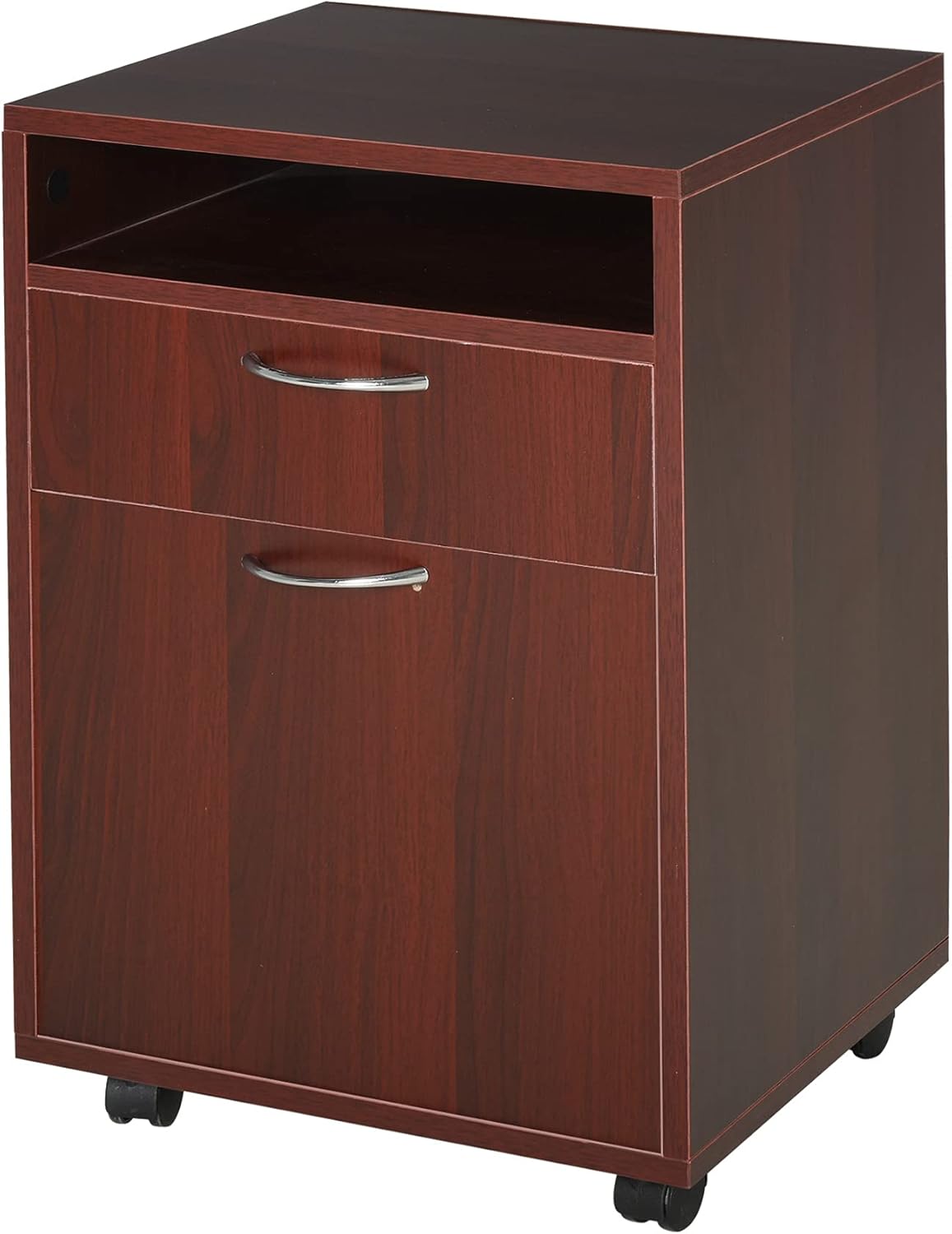 Mobile File Cabinet with Castors and Lockable Drawer, Brown A859