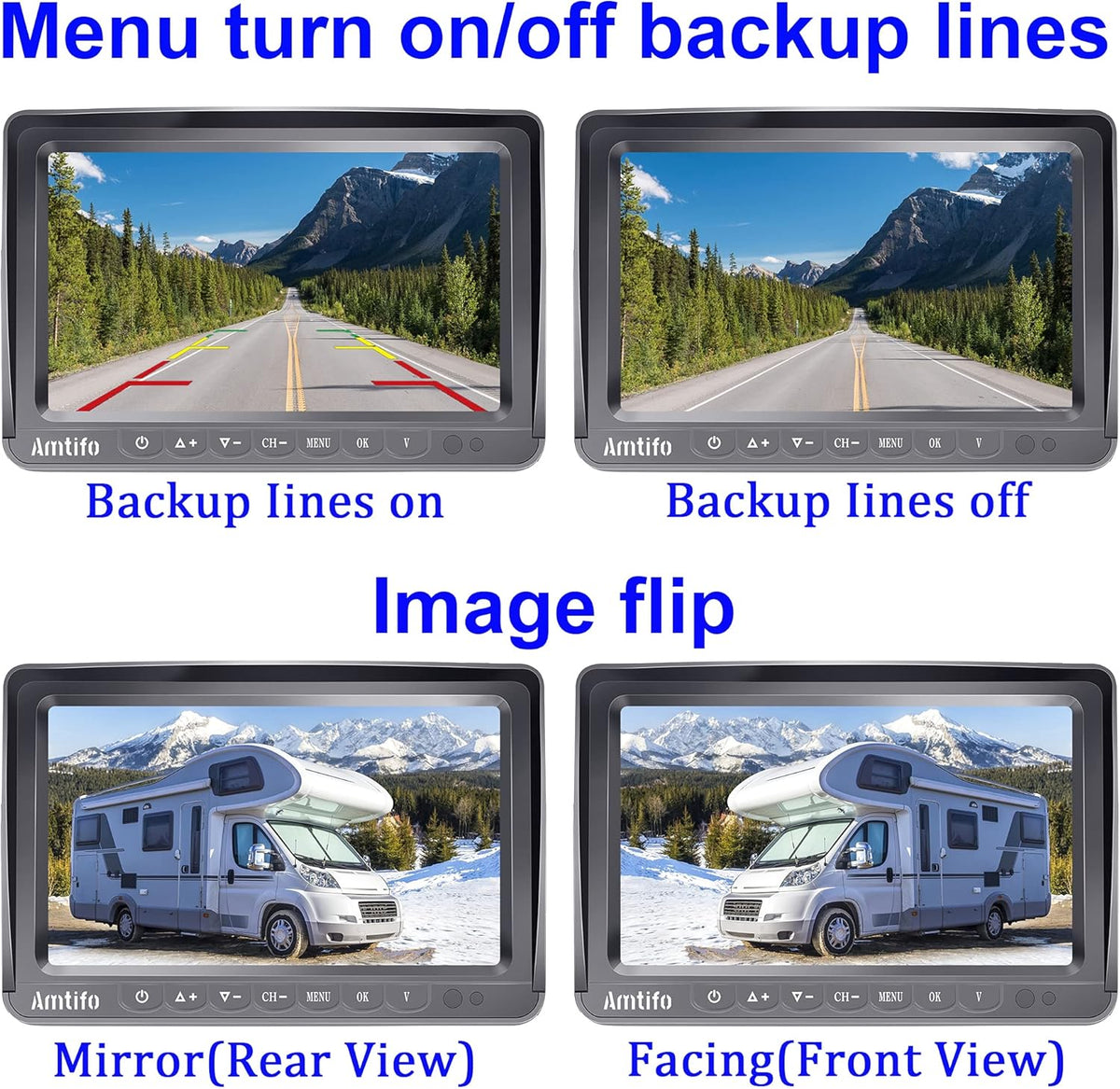 Wireless Backup Camera HD 1080P 2 Rear View Cameras 7 Inch DVR Monitor System J68187