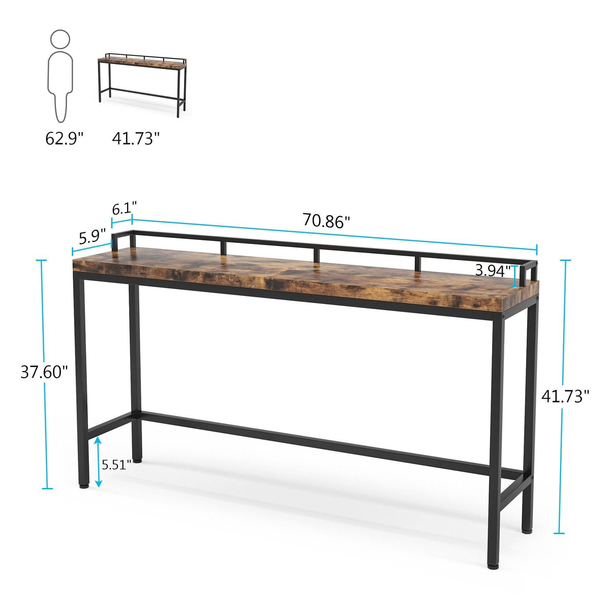 Brown Narrow Console Table V419