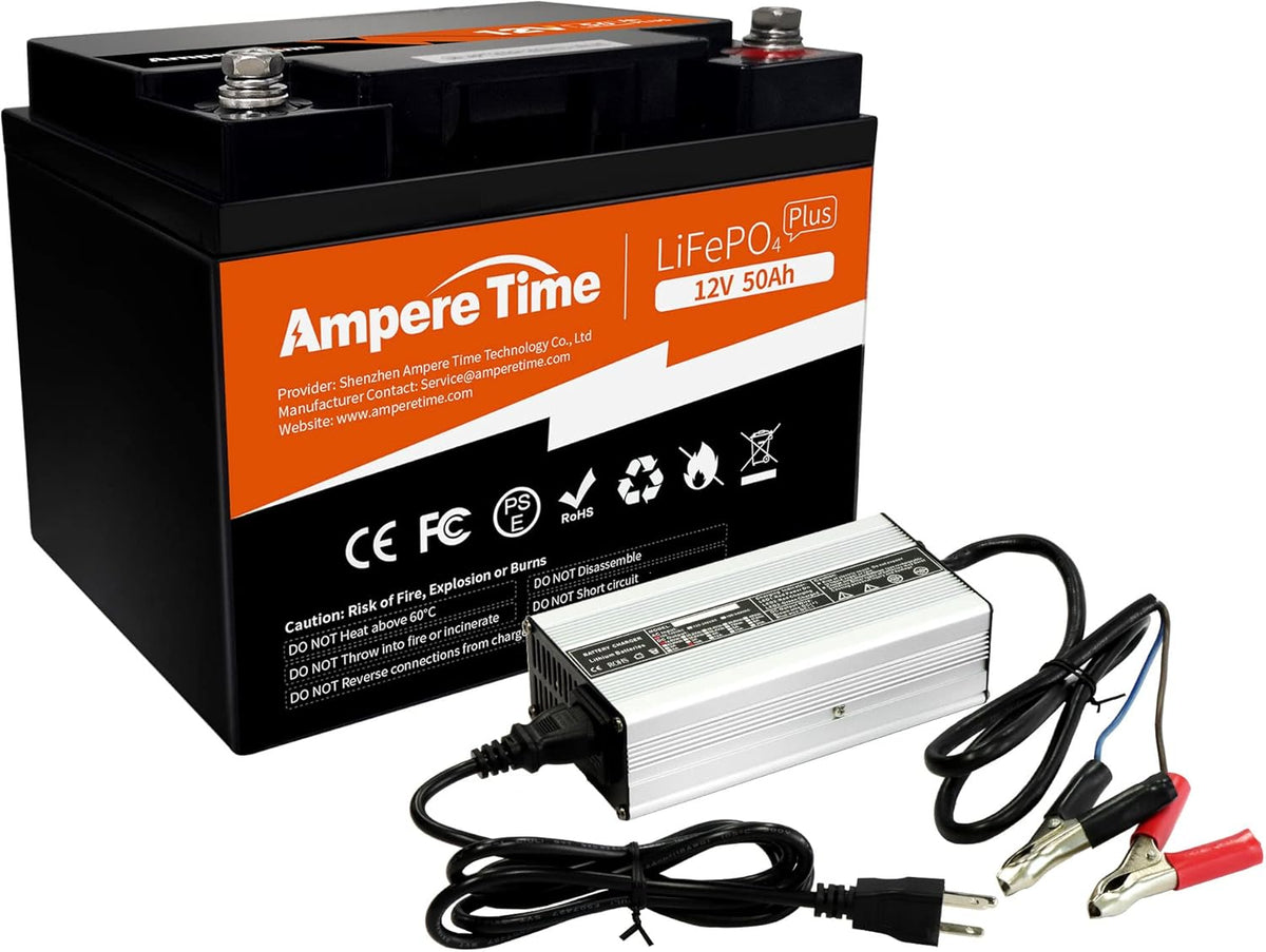 12V 50Ah LiFePO4 Battery with 14.6V 10A Charger Z626