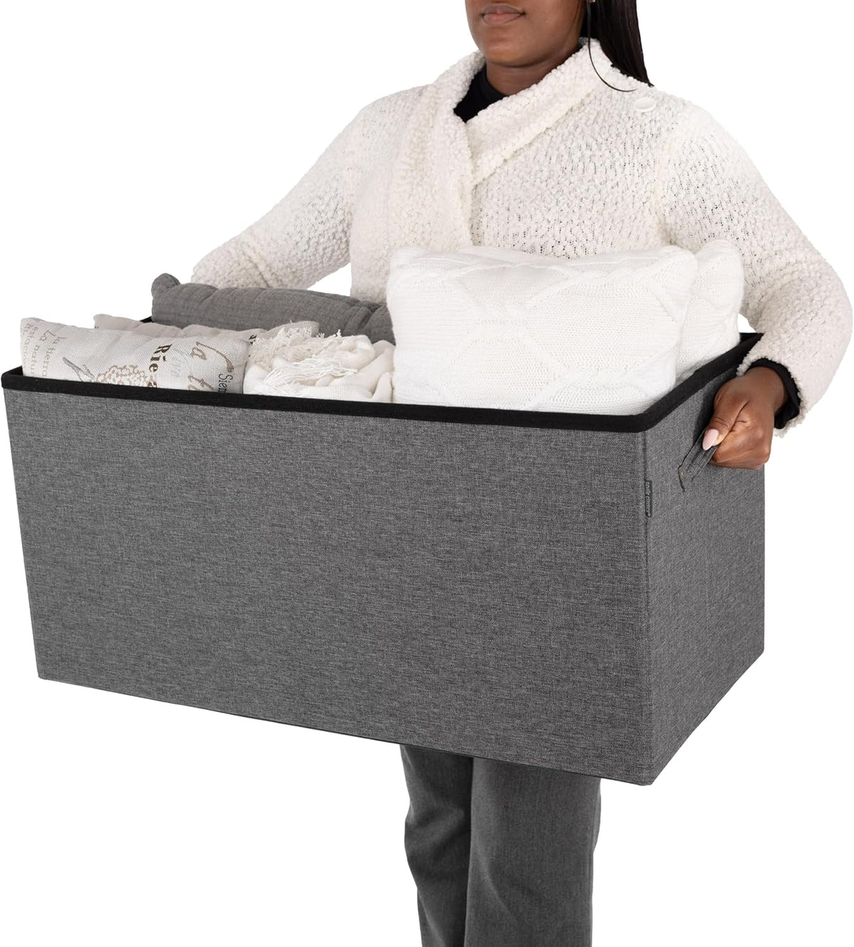 Foldable Tufted Storage Bench Ottoman, Gray M65893