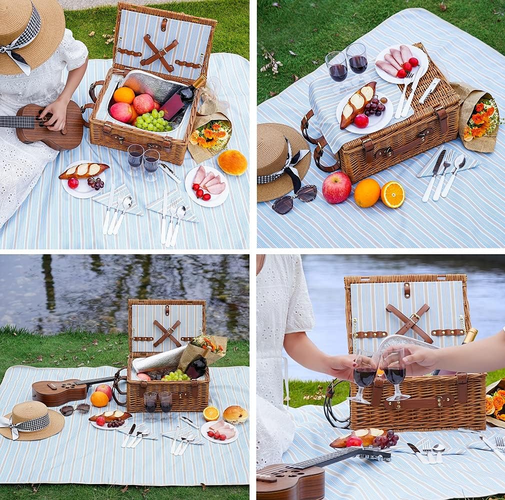 Wicker Picnic Basket Set for 4 Persons E6530