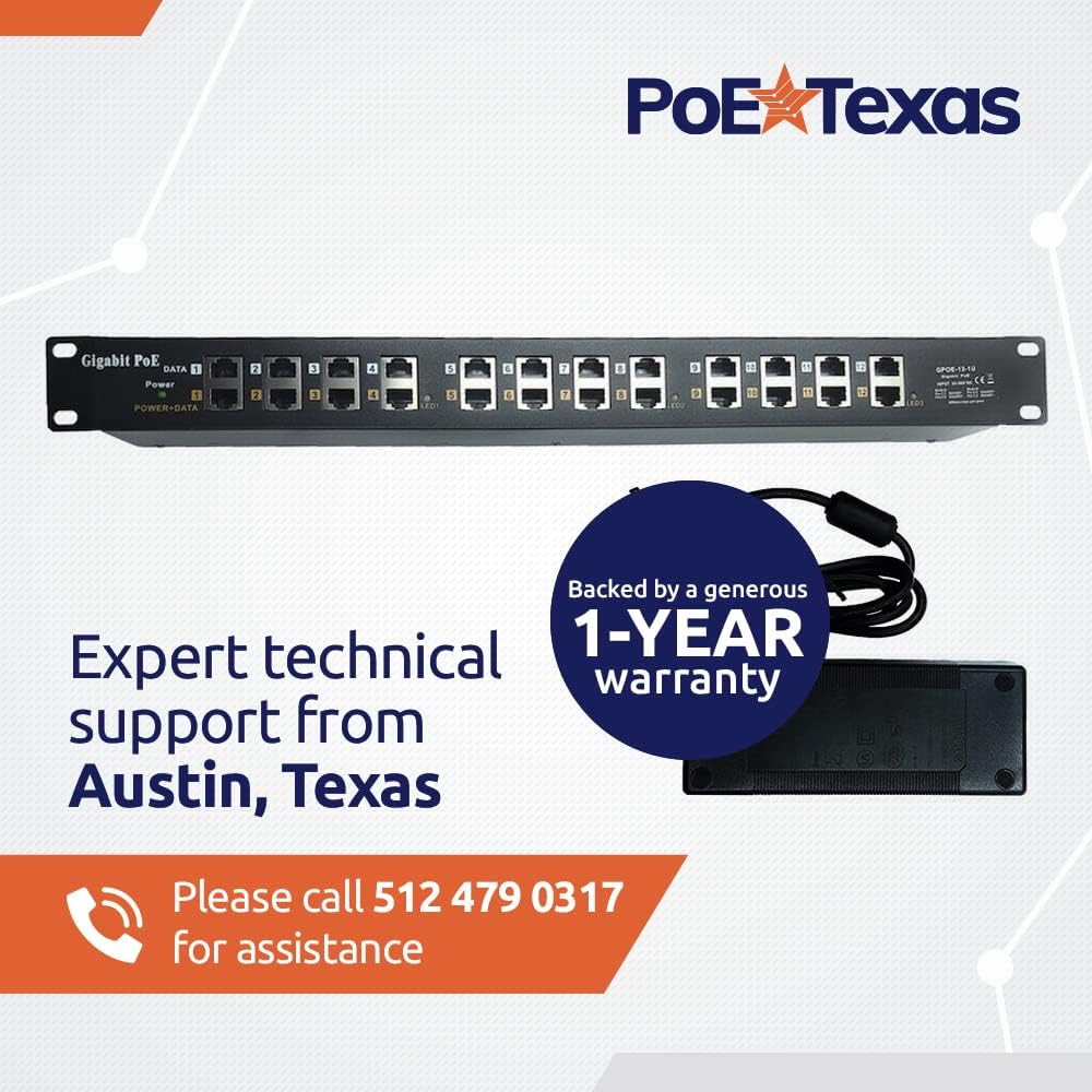 12 Port Gigabit Passive PoE Injector with 24V 120 Watt Power Supply A3942
