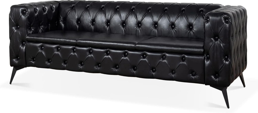 Comfy Couch Traditional Square Arm Sofa 84.06 Inch Width Removable Cushion 3 Seater I1412