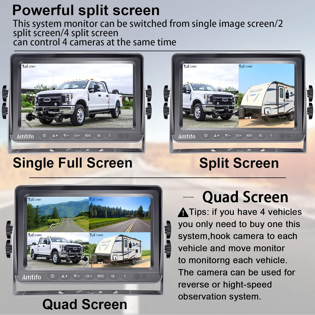 Wireless Backup Camera HD 1080P 2 Rear View Cameras 7 Inch DVR Monitor System J68187