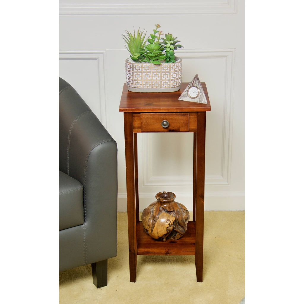 2-Tier Acacia Wood Plant Table with Drawer L7470