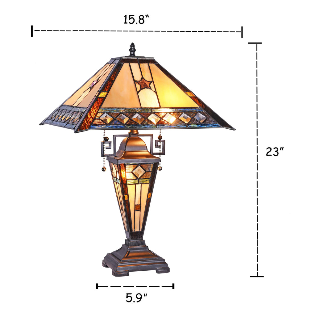 Tiffany-Style 1 Light Double Lit Table Lamp 16" Wide C815