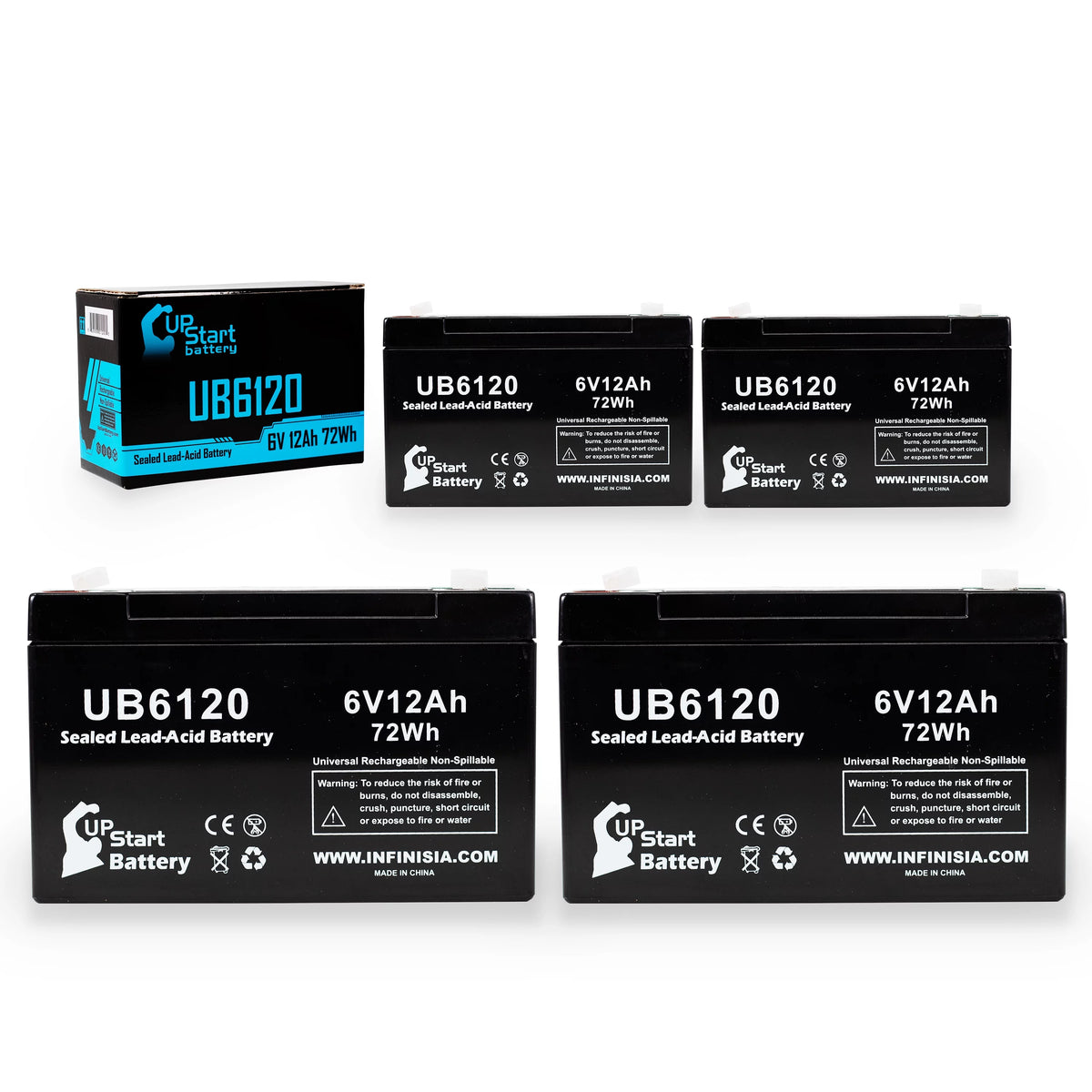 6V 12Ah Sealed Lead Acid Battery with F1 to F2 Terminal Adapters O602454