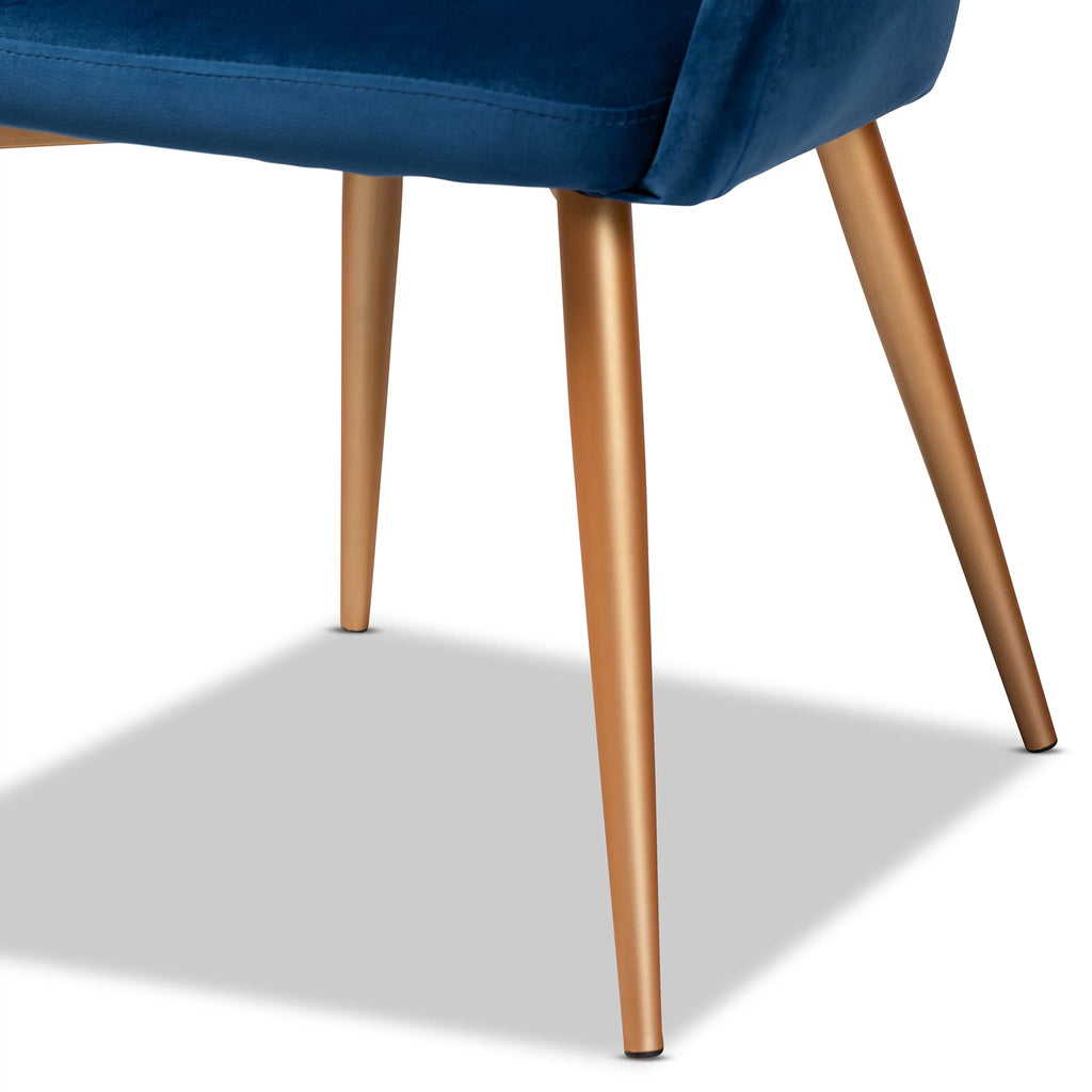 Navy Blue Velvet Upholstered Dining Chair I532567