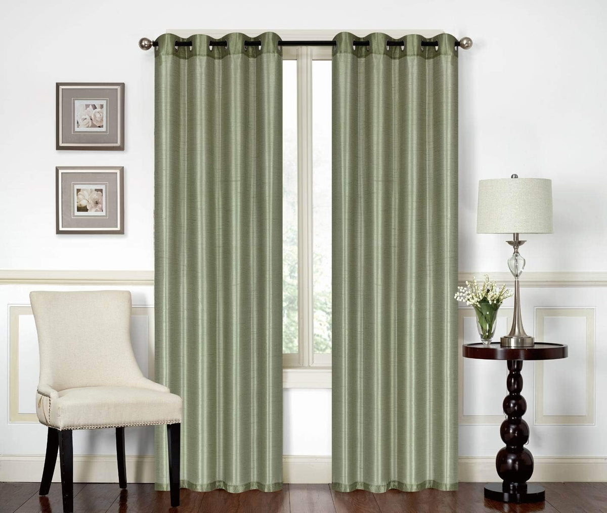 Red Solid Faux Silk Double Waterfall Valance with Tails X809