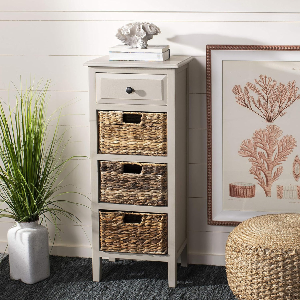 Distressed White Side Table V46191