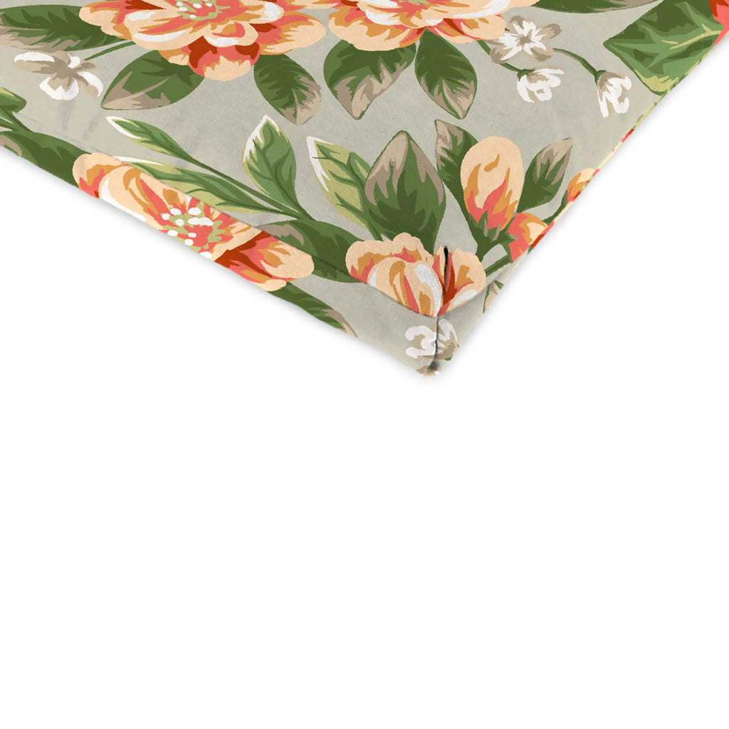 Grey Floral Rectangular Outdoor Chaise Lounge Cushion with Ties O501020