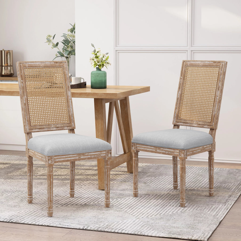 Light Gray Natural Wood Dining Chair Set of 2 J396220