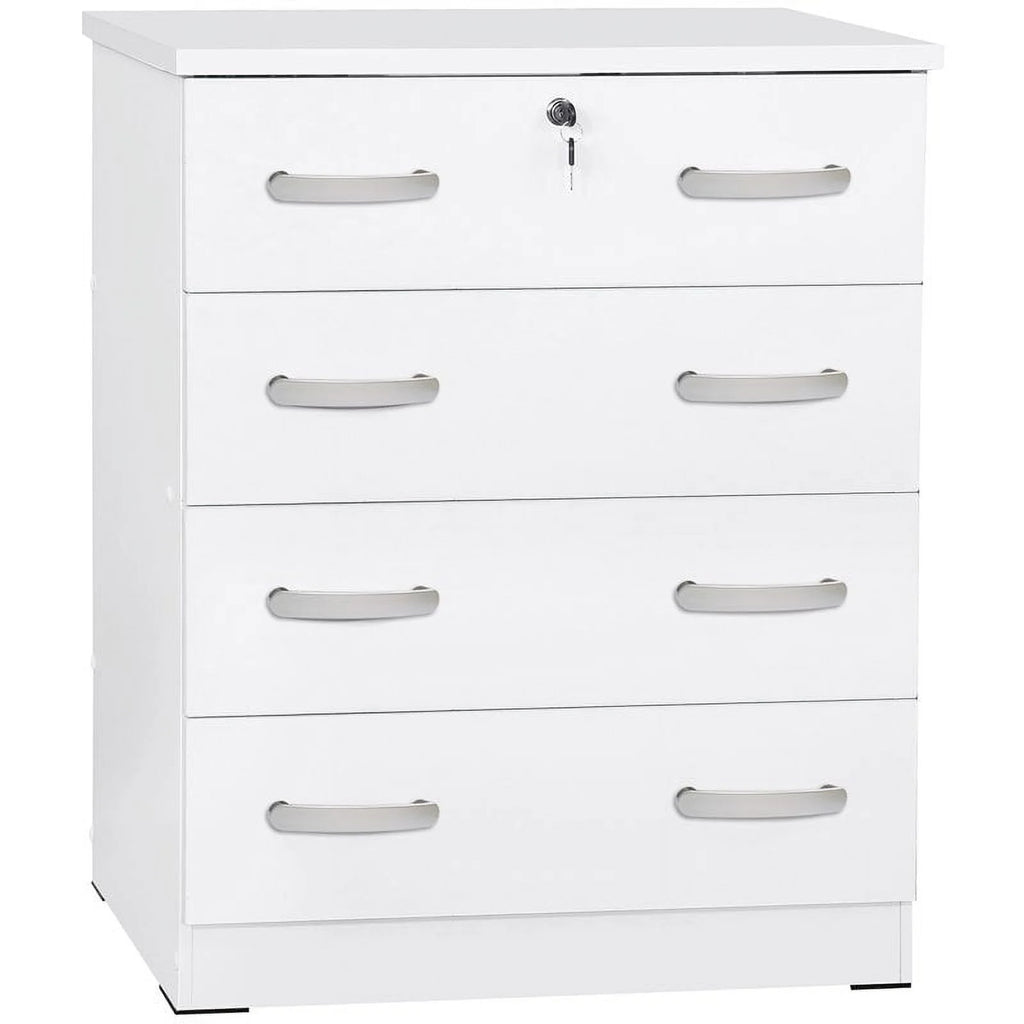 White Queen Captains Bed and 4-Drawer Dresser Set U653