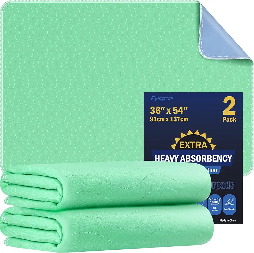 2 Pack 36” x 54” Extra Heavy Absorbency Washable Waterproof Underpads D838