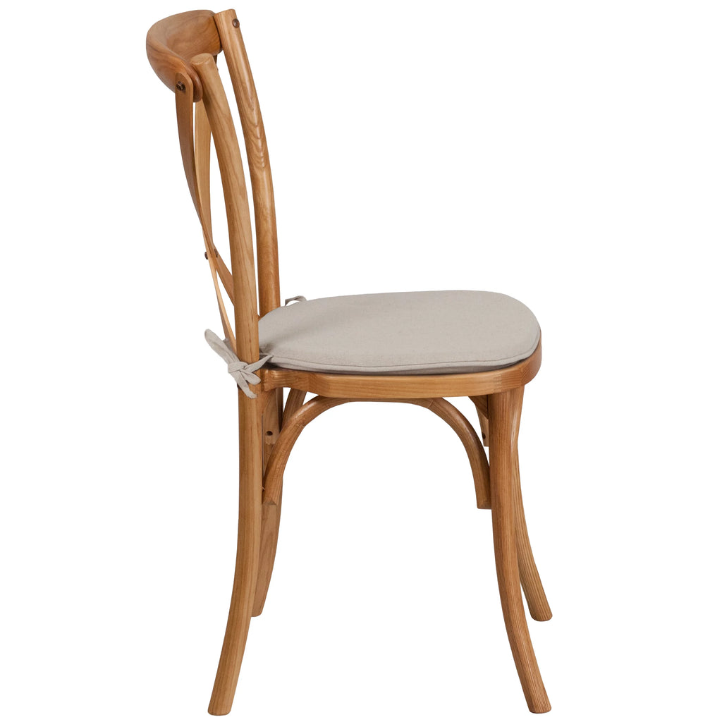 Oak Wood Cross Back Chair with Cushion Q642