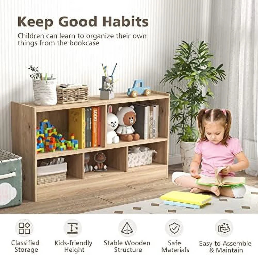 2-Tier 5 Cube Wooden Bookcase U804