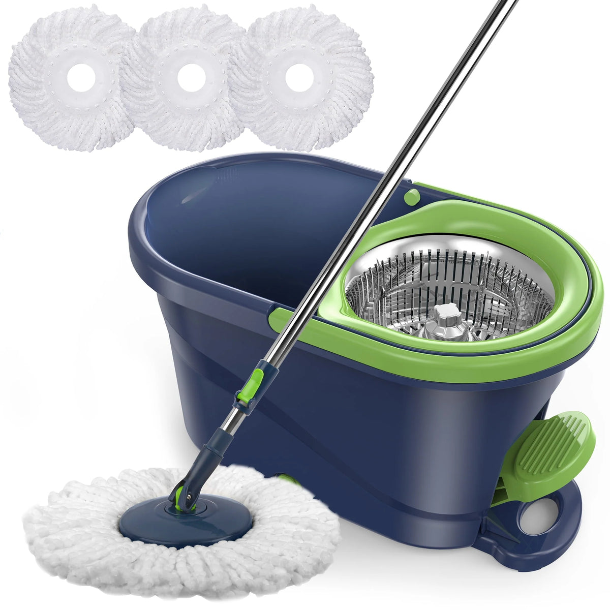 Green Spin Mop and Bucket with Wringer Set E911