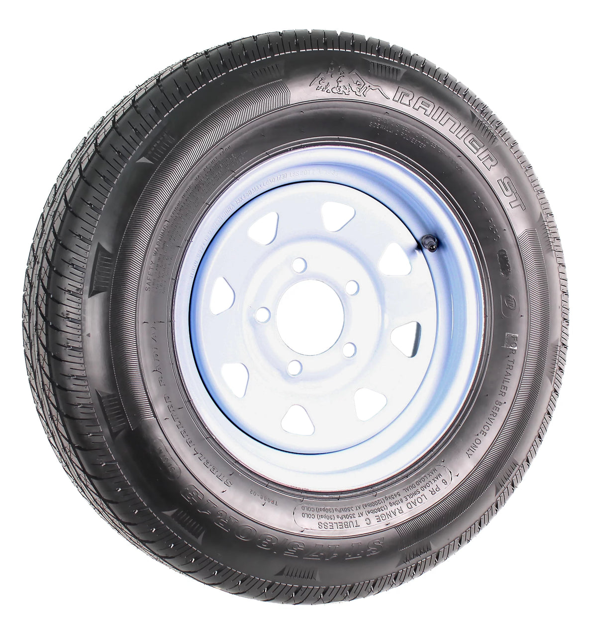 2-Pk Radial Trailer Tire On Rim ST175/80R13 5 Lug White Spoke Wheel J459158