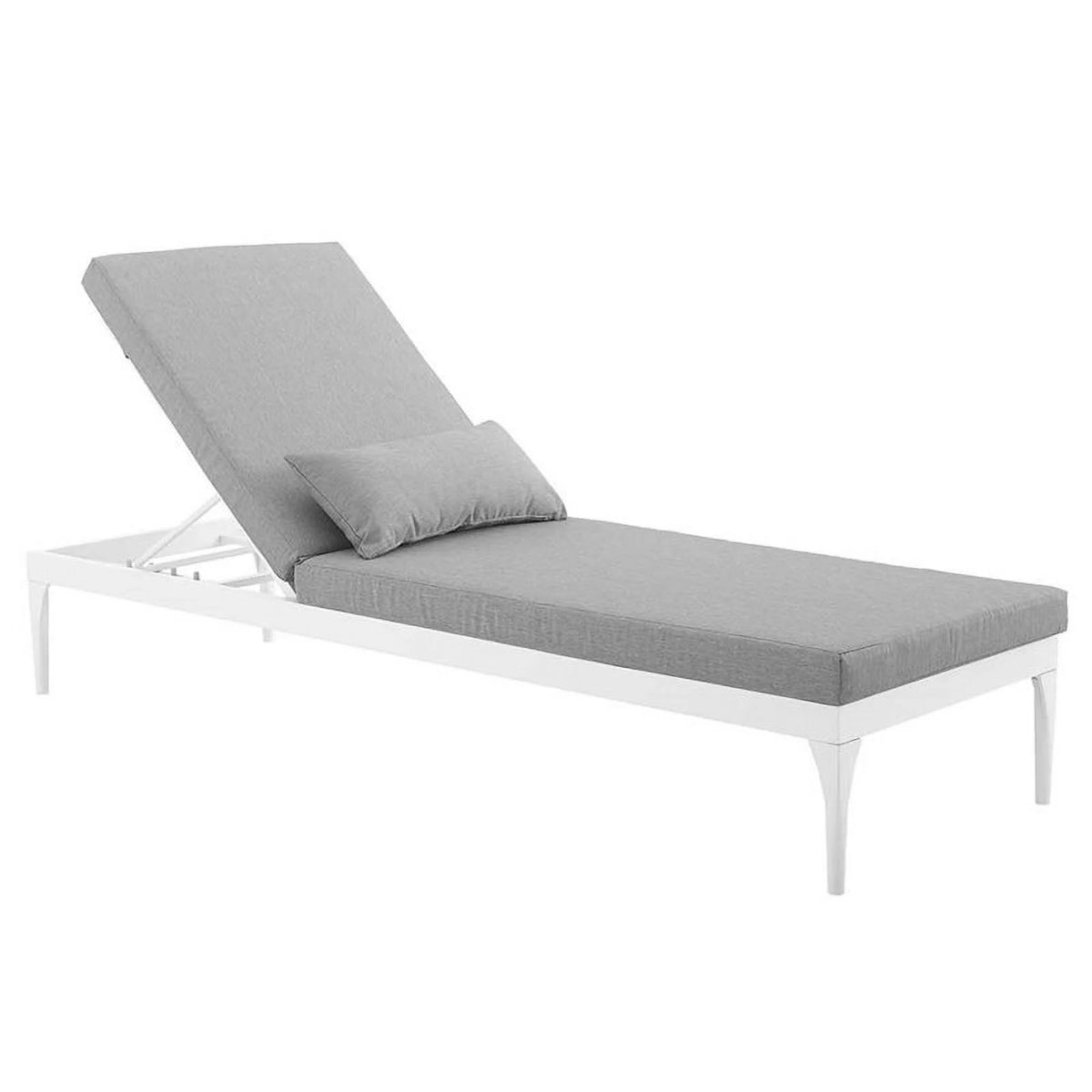 Patio Chaise Lounge in White and Gray Q15571