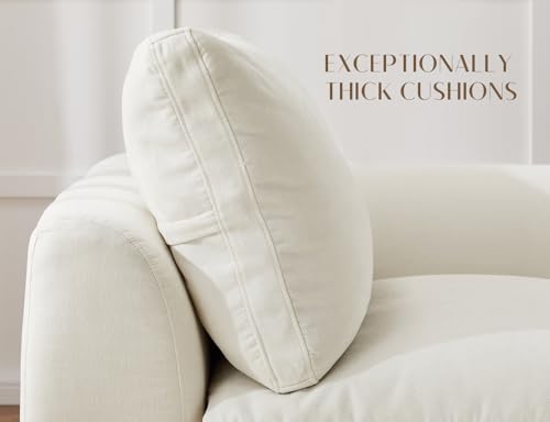 110" Warm White L-Shape Sectional Sofa with Ottoman E6622