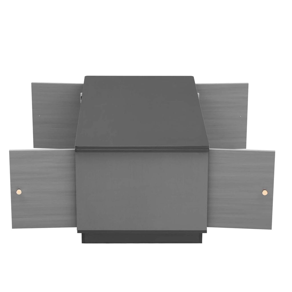 Gray Lift-top Coffee Table with 2 Storage Cabinets K7010