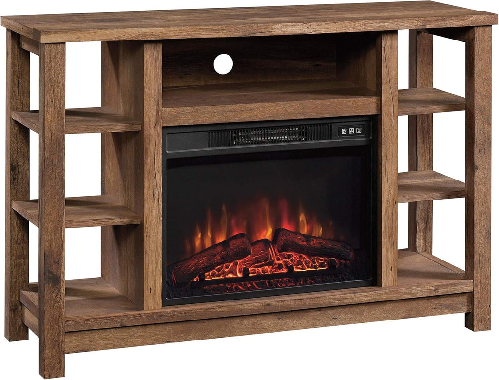 Entertainment Fireplace Credenza, Carbon Oak Finish W572