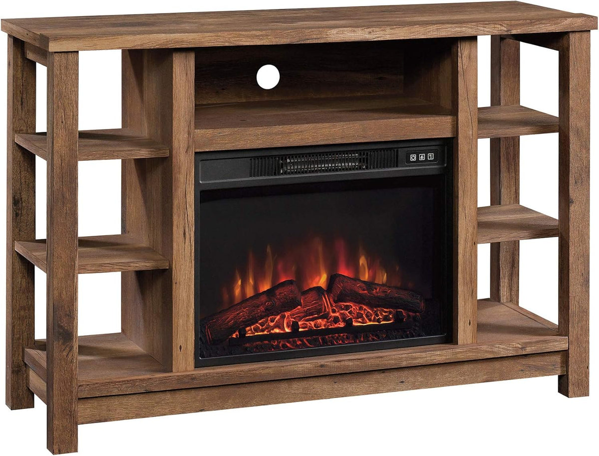 Entertainment Fireplace Credenza, Carbon Oak Finish W572