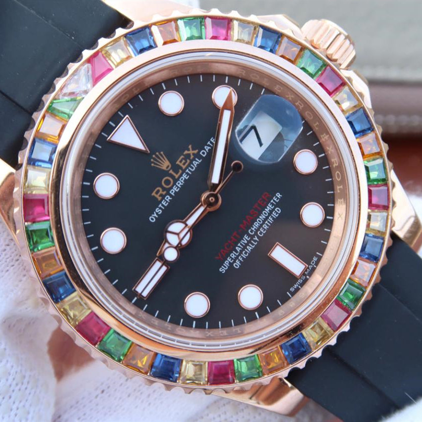 Black Dial Rubber Strap 40mm Watch F6833