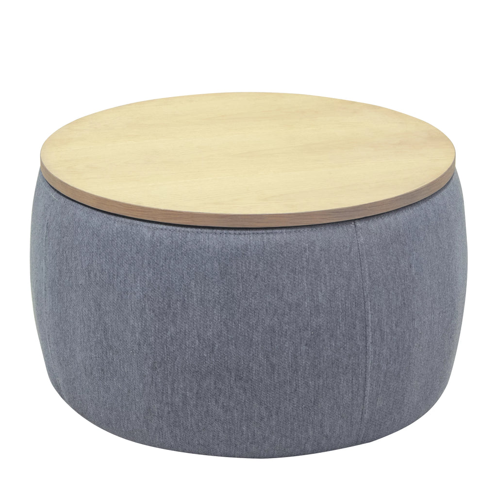 Dark Gray Round Storage Ottoman L22244