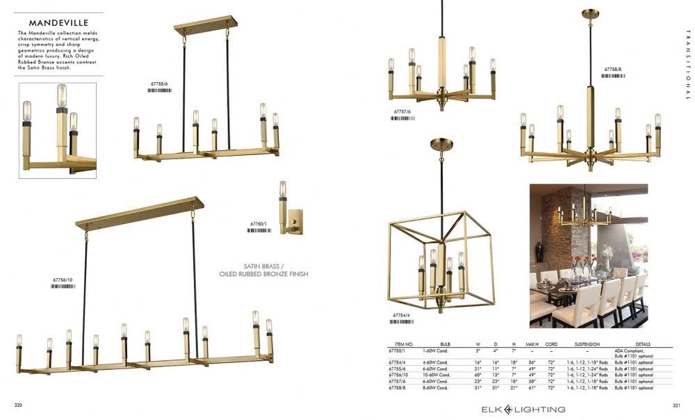 4-Light Chandelier in Satin Brass with Oil Rubbed Bronze A175