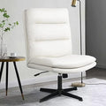 PU-Padded Armless Office Desk Chair No Wheels White C6320