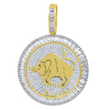 14K Yellow Gold Finish Simulated Diamond Taurus Pendant Charm S846