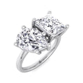 Moissanite Pear & Princess Cut Lab Diamond Two Stone Engagement Ring M9663