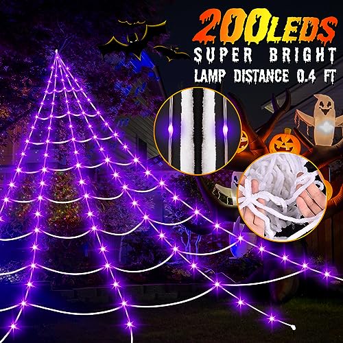 16.4Ft 220 LED Lighted Spider Web Lights with 8 Modes Waterproof Timer R405