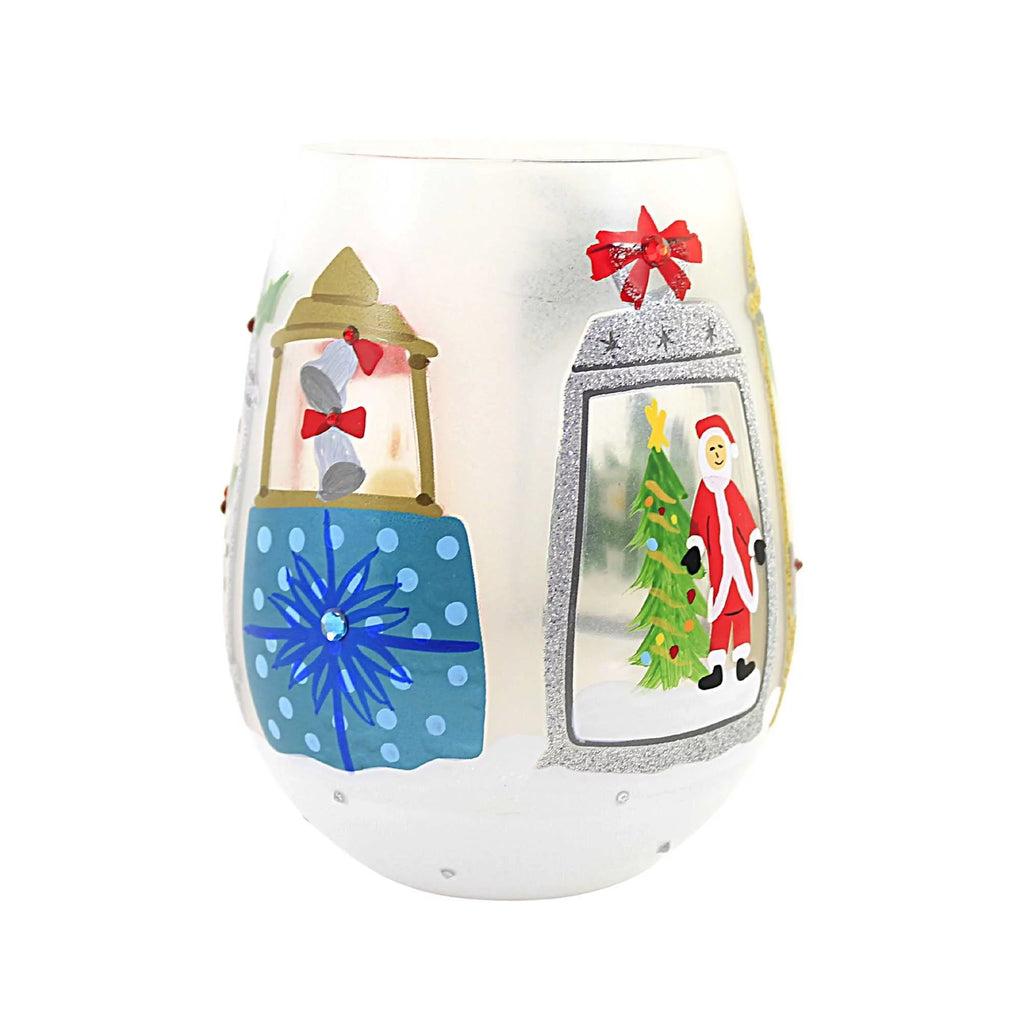 Hand Painted Stemless Wine Glass J833