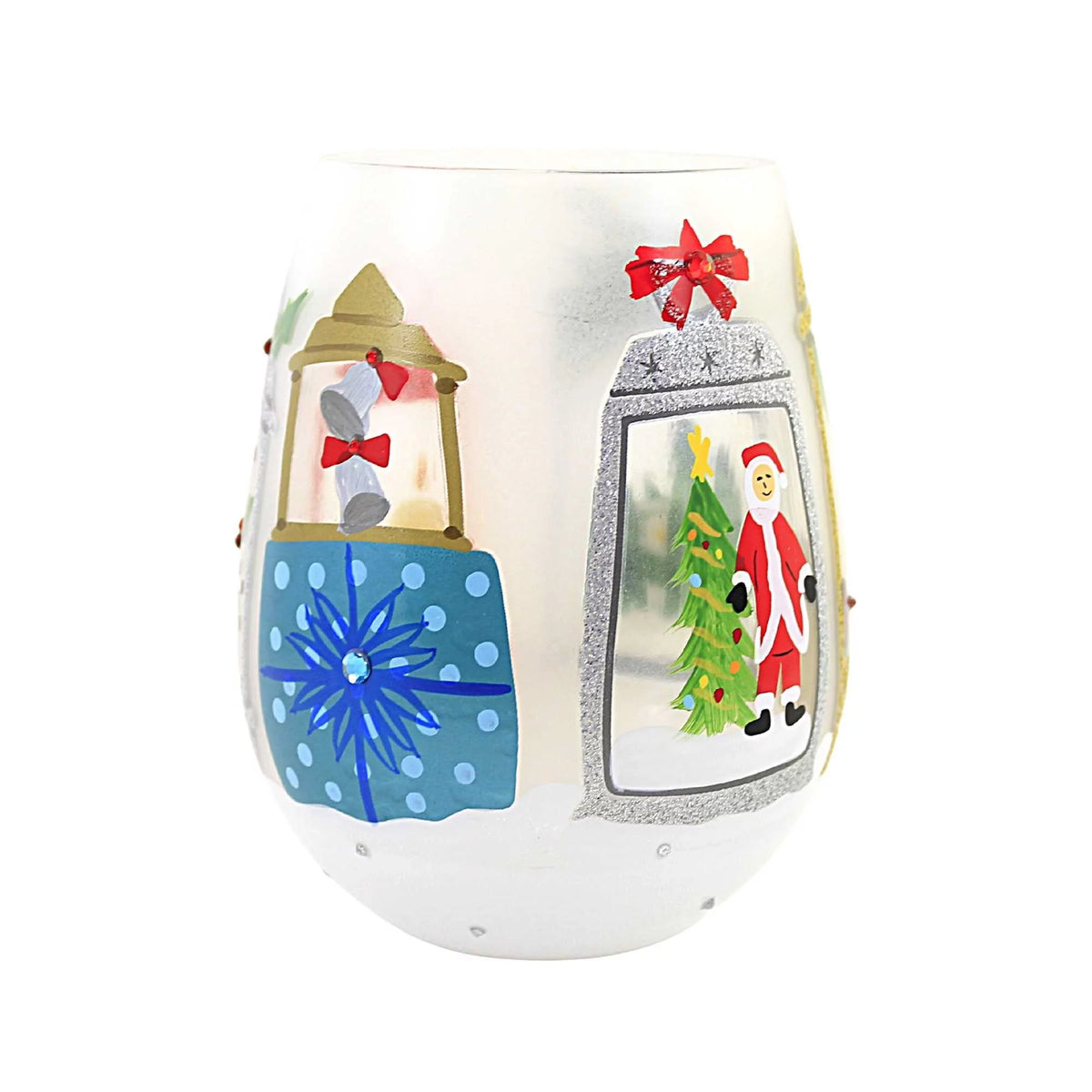 Hand Painted Stemless Wine Glass J833