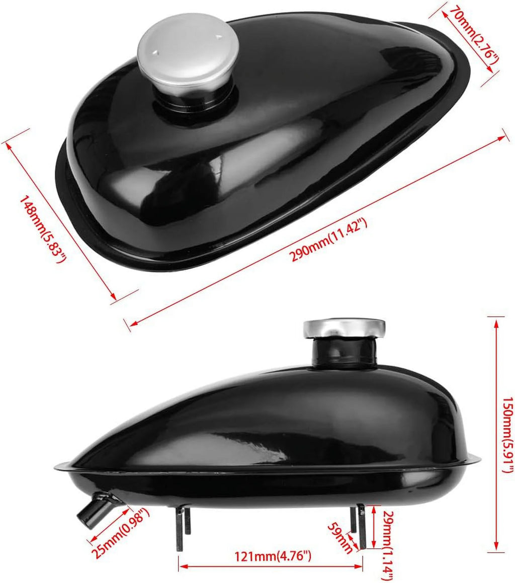 2L Metal Fuel Gas Tank with Cap for Motorized Bicycle Engine Q1772