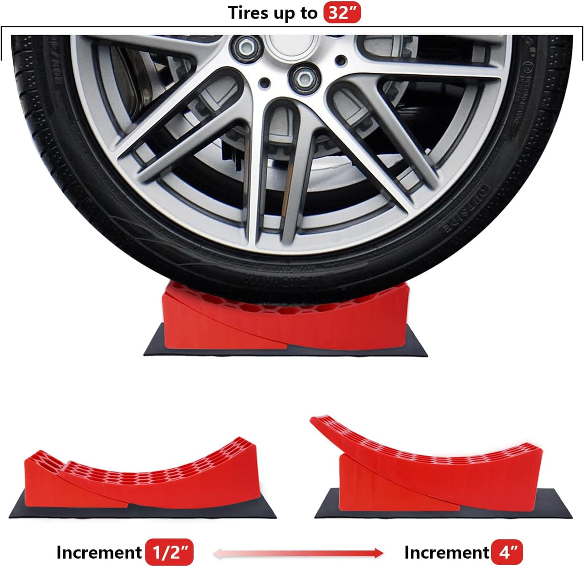 2 Packs Camper Leveler, RV Leveling Ramp Chock Kit, Two Curved Levelers, Two Chocks, Two Rubber Grip Mats, 35,000 lbs G863