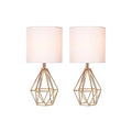 Set of 2 Gold Small Table Lamp with White Fabric Shade Q24966