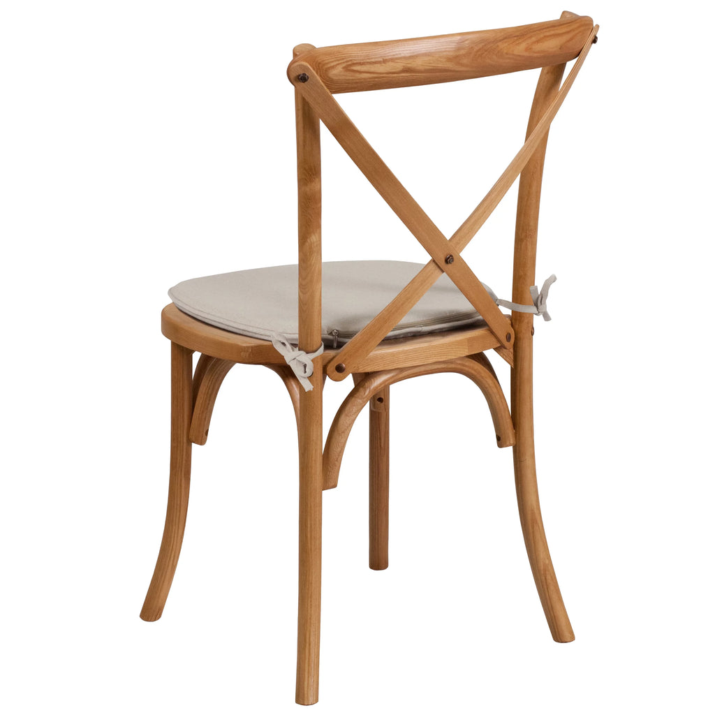 Oak Wood Cross Back Chair with Cushion Q642